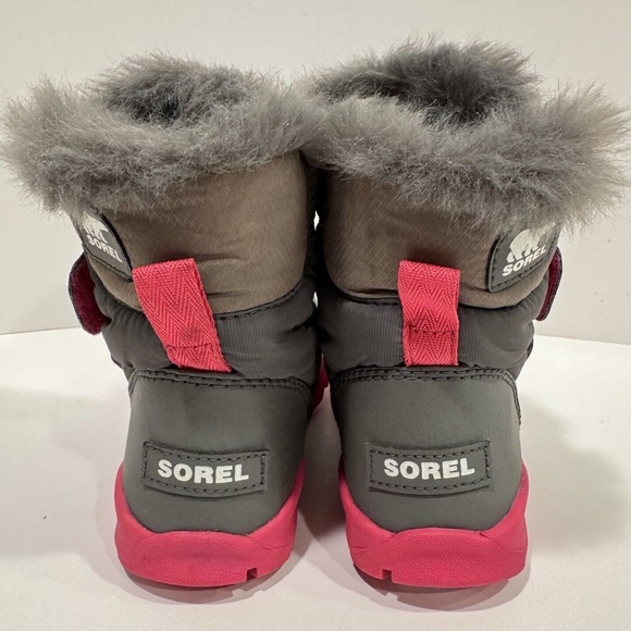 SOREL Whitney II Strap Waterproof Boots Size 12 Gray Pink Winter Faux Fur Lining - Picture 3 of 12